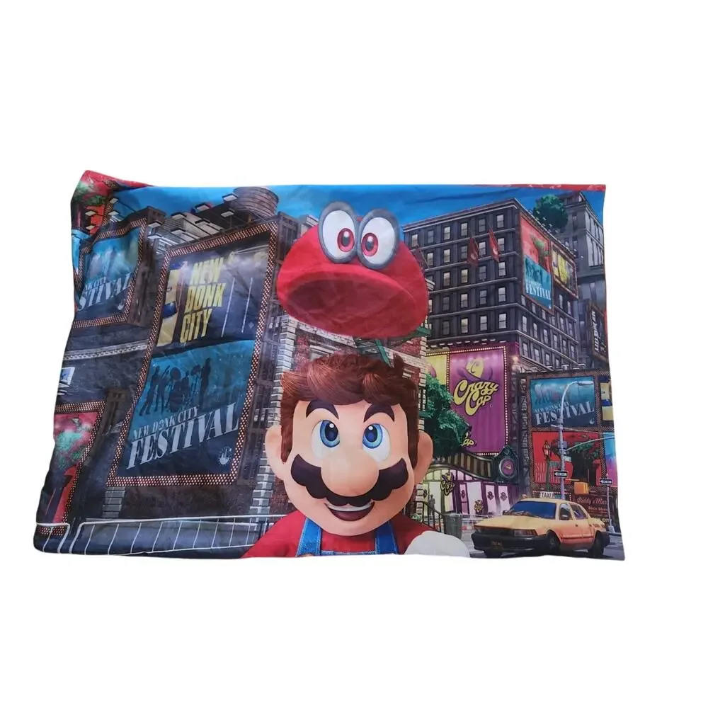 Super Mario Brothers Full Flat Sheet & reversible Oversized Pillow Case